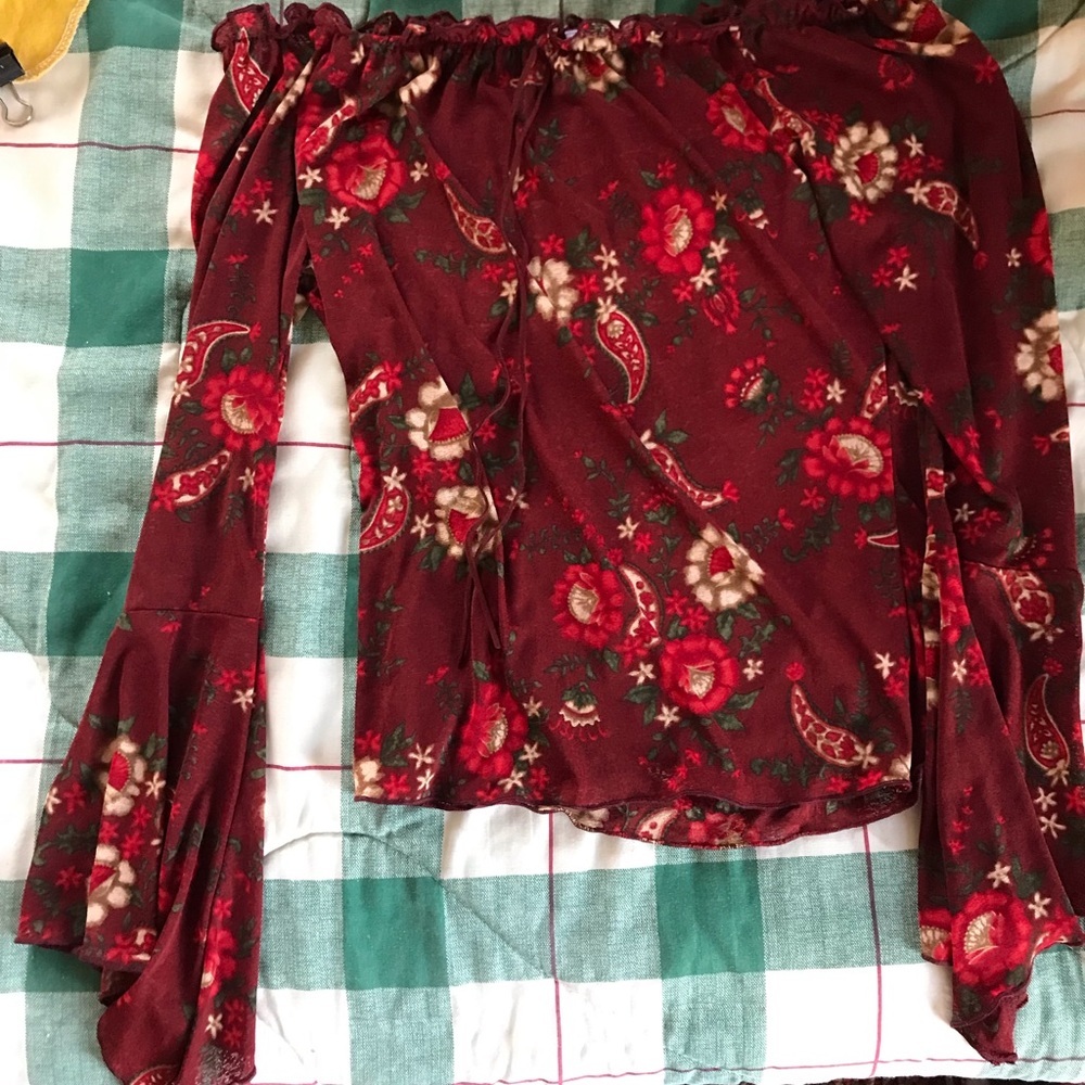 Blouse women red color with flowers